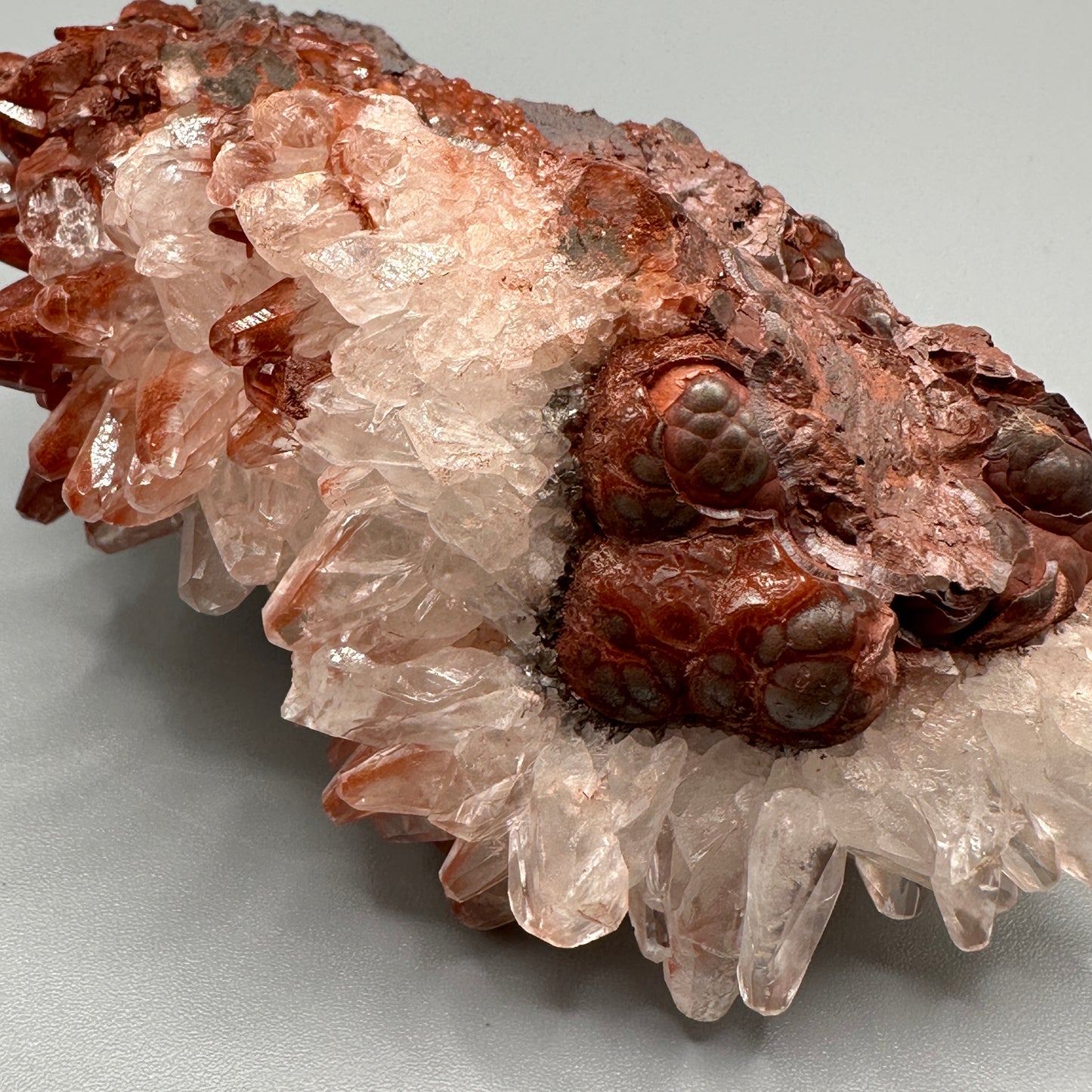 Calcite with Botryoidal Hematite and Red Quartz on matrix- Pallaflat Mine, Egremont, Cumberland